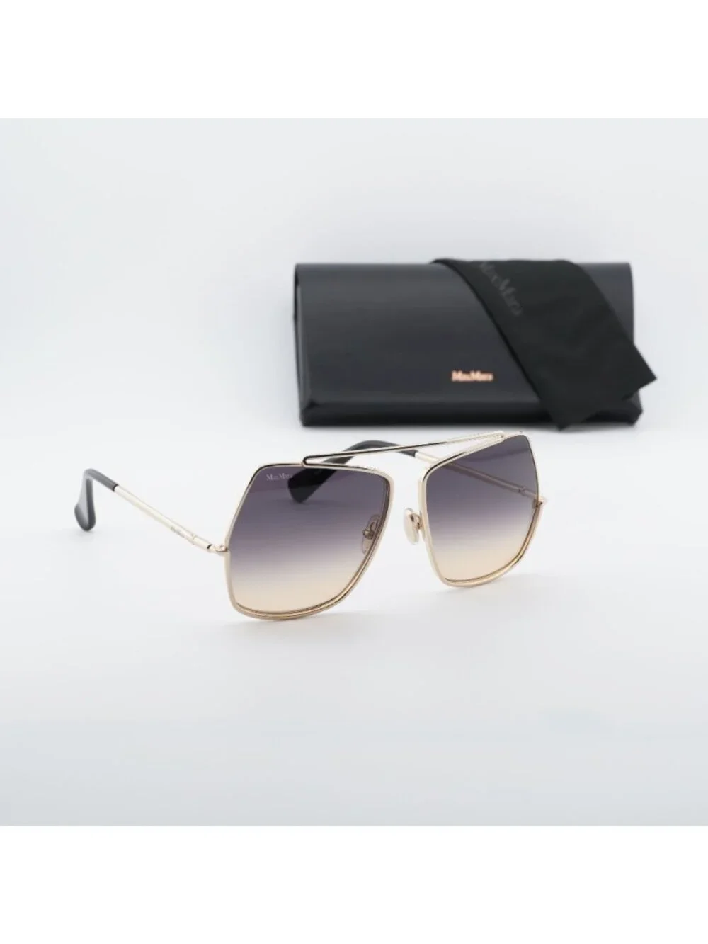 Max Mara MM0102 32B Butterfly Sunglasses - Gold / Smoke Gradient